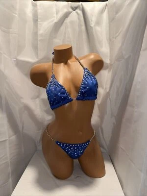 TRAJE POSANDO BIKINI COMPETICIÓN HOLOGRAMA AZUL REAL nuevo nunca usado Foto 1 de 4