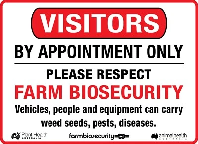 Farm Biosecurity Visitor Warning Sign/Sticker in Various Size & Material (FMS20) - image 1 of 3