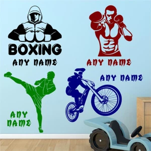 Custom name wall stickers. Mountain bike, Boxing Boxer, Kickboxing Wall Art N173 - Picture 1 of 20