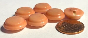Set of 6 Vintage NOS Domed Melon Pink Plastic Buttons Almost 5/8" 15mm 14857 - Picture 1 of 2