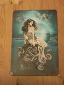 Metal Tin Decorative Art Sign Wall Hanging Decor Vintage Mermaid Ocean - Picture 1 of 4