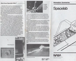 SPACE BROCHURE (1987) NASA "SPACELAB" Information Summaries Q - Picture 1 of 4