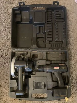 Craftsman Cordless Circular Saw W/guide, Drill Driver And Case 14.4V Batt dead - Image 1 of 4