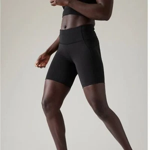 Athleta Ultimate Stash II Biker Shorts 9 in High Rise Black Size XXS Workout New - Picture 1 of 14