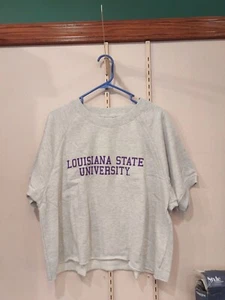 Chicka-D Louisiana State University  Cropped Short Sleeve Sweatshirt - Picture 1 of 3