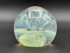 Signed Bill Slade 82 Silver Fumed Opalescent Art Glass Paperweight 2.5” - Picture 1 of 11