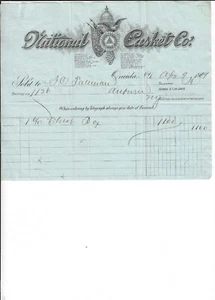 LOT OF 3 1909 1910 NATIONAL CASKET COMPANY FUNERAL Billhead ONEIDA NY - Bild 1 von 3
