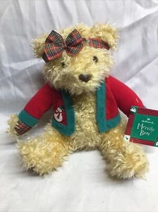 Hallmark Merrily Teddy Bear Christmas Plush Stuffed Animal Toy Red & Green Plaid - Picture 1 of 15