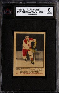 1951-52 PARKHURST HOCKEY #17 GERALD COUTURE ROOKIE CARD HIGH END KSA 8 NM-MT 8