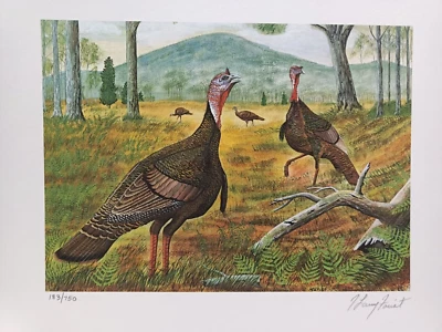 1982 GEORGIA Wild Turkeys Signed and Numbered Print by LARRY FARIST with Stamp - Image 1 of 4