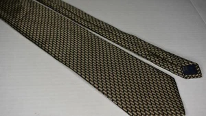 Today's Man Men's 100% Silk Tie Brown Black Beige Geometric Design L 56 x W 3.5 - Picture 1 of 4
