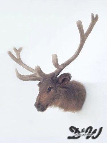 HIRSCH KOPF mit FELL lebensgroß JAGDTROPHÄE Tier Deko Figur WILDTIER - Bild 1 von 1