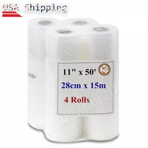 4 Rolls Vacuum Sealer Bags 11"x50' Food Saver Sealing Machine Storage Bag 4 Mil - Picture 1 of 6