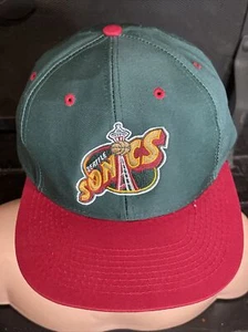 BONITA gorra vintage años 90 NBA Seattle Supersonics Logo 7 Snapback SONICS verde/rojo - Imagen 1 de 9