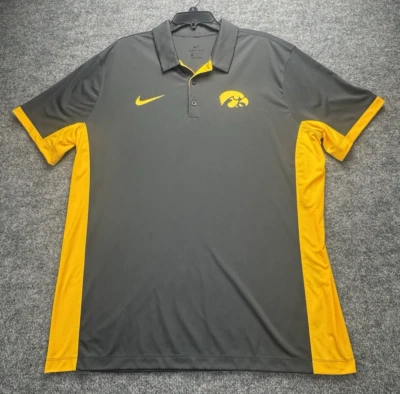 Nike Dri Fit Iowa Hawkeyes Polo Shirt Men's Size XL Gray/Yellow EUC! - Image 1 of 4