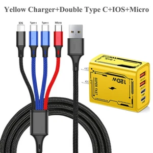 4 in 1 Multi USB Charging Cable Fast Charger Cord For iPhone/Type C/Micro USA+ - Picture 1 of 25
