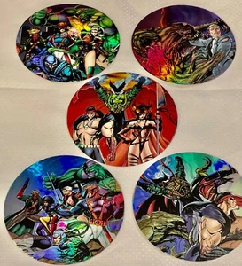1994 Wildstorm Wildcats Jim Lee Art Chromium Chase Discs Complete Set Of 5 C1-C5 - Picture 1 of 8