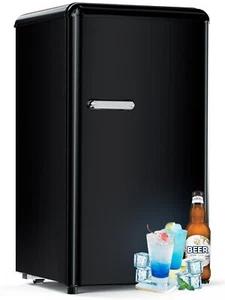 Kühlschrank mit Gefrierfach,75L Retro-Design Mini Kühlschrank Schwarz 45x45x82cm - Bild 1 von 8