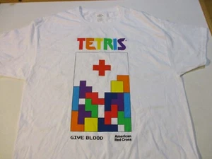 TETRIS GIVE BLOOD AMERICAN RED CROSS PROMO 2024 T-SHIRT LG NEW NWOT VIDEO GAME - Picture 1 of 9