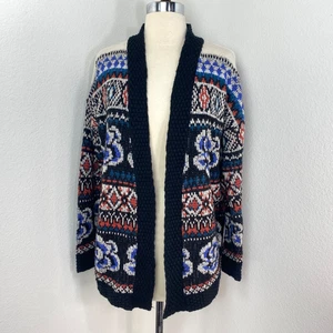 Ecote Knit Cardigan Sweater XS Fair Isle Rose Open Front Boho Peasant Academia - Picture 1 of 11