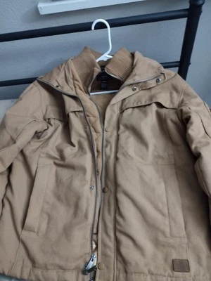 Smiths Men’s Size M Duck Workwear Canvas Jacket Brown Sherpa Lined Zip Hooded - Image 1 of 4