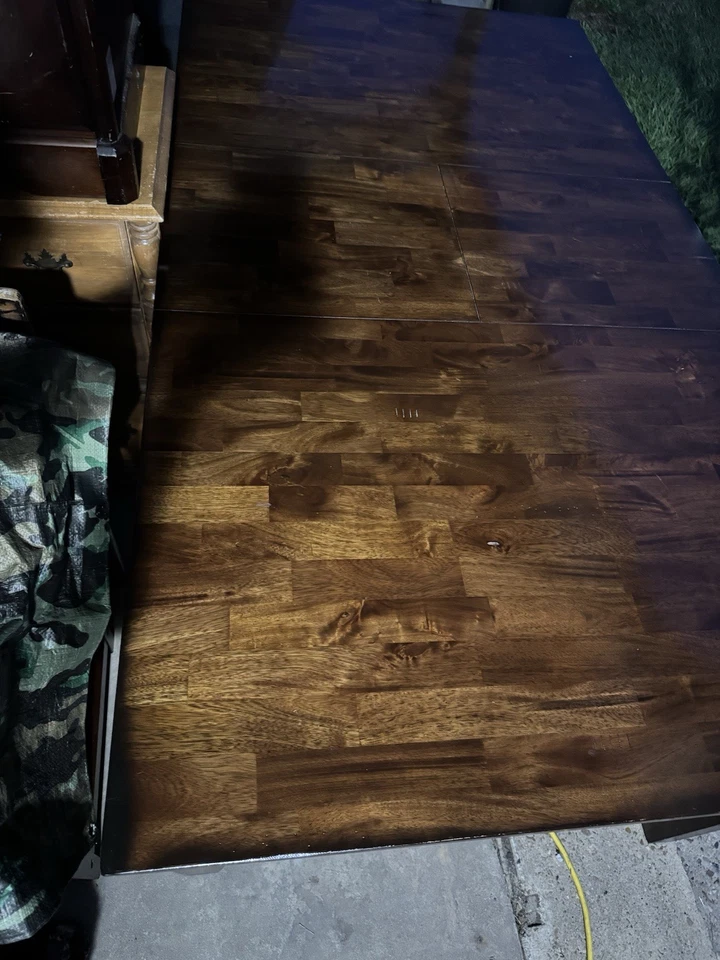 Mahogany Wooden Dining Table with Leaf That Folds Under The Table Modern Kitchen - Image 1 of 4