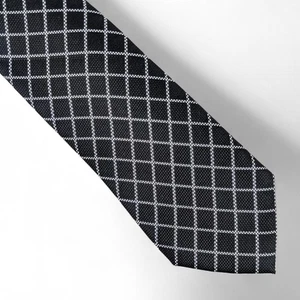 Cravatta uomo Alfani Mair griglia check cravatta slim moderna 2 3/4" nera - Foto 1 di 4