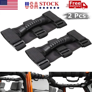 Pair PREMIUM Roll Bar Grab Handle Handles Black for Jeep Wrangler CJ YJ TJ JK - Foto 1 di 9