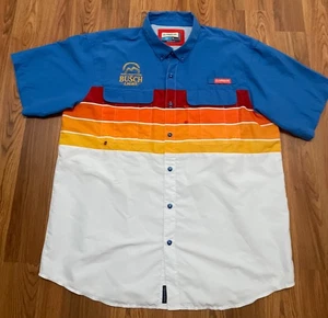 Magellan Outdoors Fishing Shirt Mens XL Laguna Madre Busch Light Colorblock Blue - Picture 1 of 7