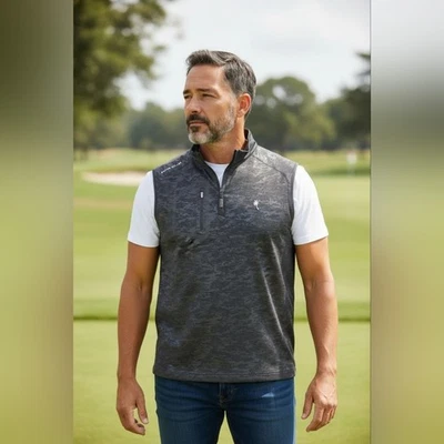 Chaleco Peter Millar Forge 1/4 Cremallera Elástico Camuflaje Negro Para Hombre XL Golf Exterior Foto 1 de 4