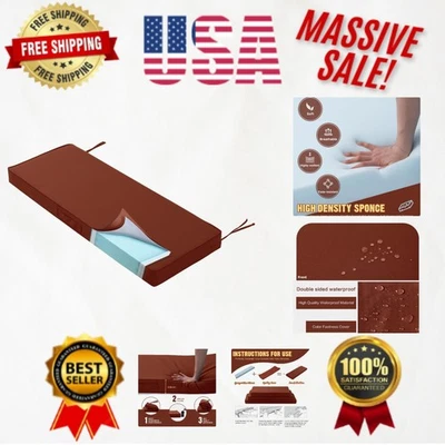 Cojín de banco exterior de espuma viscoelástica impermeable, 36x18, portátil y elegante Foto 1 de 4