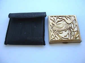 Par compacto de nido y hojas de pájaros Wadsworth de colección con espejo y bolsa original - Imagen 1 de 15