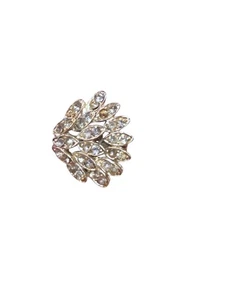 1950s Art Deco Silver Plated Crystal Leaf Design Brooch 1” - Picture 1 of 3