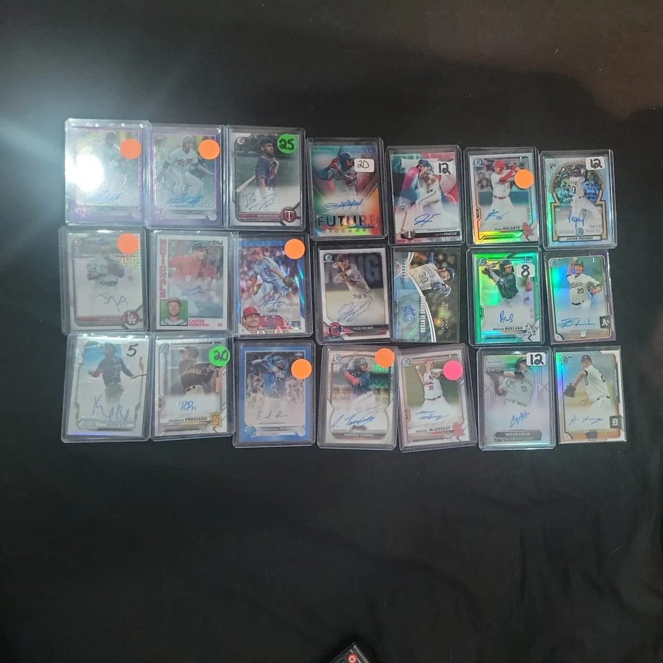 21 Auto Autograph Bowman Chrome Draft, Topps, Best, Sterling card lot Refractor  - Image 1 of 4