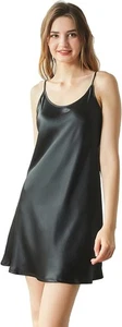 THXSILK Maulbeerseide Nachthemd Schlupfkleid Gr. XL 100 Prozent Seide schwarz sexy - Bild 1 von 5