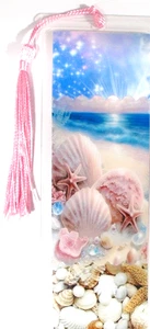SHELLS & JEWLES, BEACH,SEA, FLOWERS, DOG,BIRDS,CATS-BOOKMARK-COMES WITH TASSEL - Picture 1 of 1