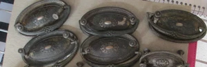 5 Matching Vintage  OVAL Drawer Pulls Drop Handle Ornate - Picture 1 of 5