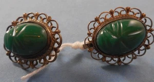 Mexico Sterling Silver Earrings 925 Screw Back Scarab Vtg Dangle - Picture 1 of 3