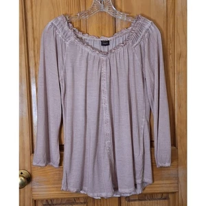 Crosby. Shirt Women Small Pastel Pink Bohemian Lightweight Rayon Ruffle BohoChic - Picture 1 of 8