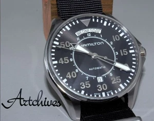Hamilton Khaki Aviation Men's Black Watch H646.150 Used wit box Working F/S - Picture 1 of 9