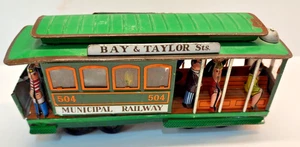 Vintage 60er Jahre Marke. 7" Blech-Reibwagen mit Blechpassagieren. - Bild 1 von 10