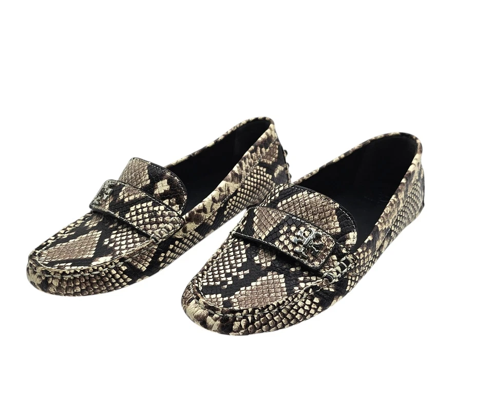 Mocasines Tory Burch beige/marrón animal/serpiente estampado sin cordones/mocasines talla 9,5 nuevos sin etiquetas Foto 1 de 4