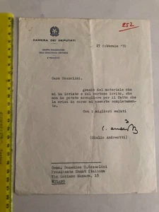 RARA Lettera firmata da Giulio Andreotti Camera dei Deputati 27 Febbraio 1970 - Foto 1 di 4