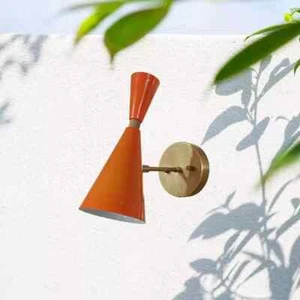 Handmade Brass Italian Diabolo Wall Sconce Light Fixture 1950's Mid Century - Picture 1 of 5