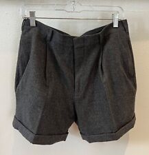 RALPH LAUREN PURPLE LABEL Italy pleated, charcoal gray flannel trouser shorts 32