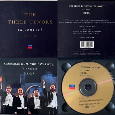 THE THREE TENORS In Concert : 1990 Deluxe CD Box Set Book & Gold Disc - VG+/VG - Image 1 of 4