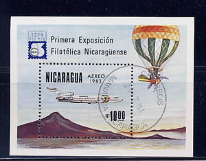 Nicaragua 1983 Philatelic Expo Souvenir Sht #C1041 Used Balloon FREE Ship after