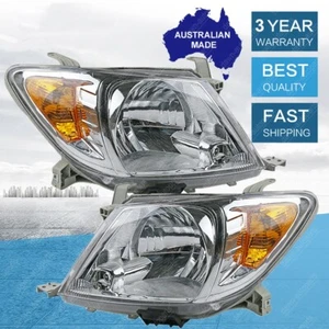 Headlights PAIR LH+RH For Toyota Hilux 05-08 SR SR5 Workmate GGN KUN TGN Amber - Picture 1 of 15
