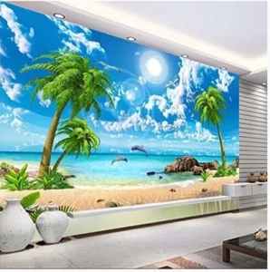 Ocean Coconut Tree 3D Wallpaper, Tropical Landscape 99” x 66” - Picture 1 of 1