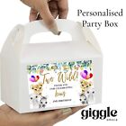 Personalised Party Box Two Wild Safari Theme White Box Bag Birthday Party Favour